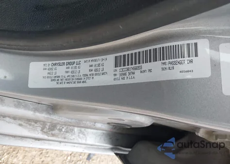 2015 Chrysler 200 S из США, поврежденный, VIN 1C3CCCBB1FN566933